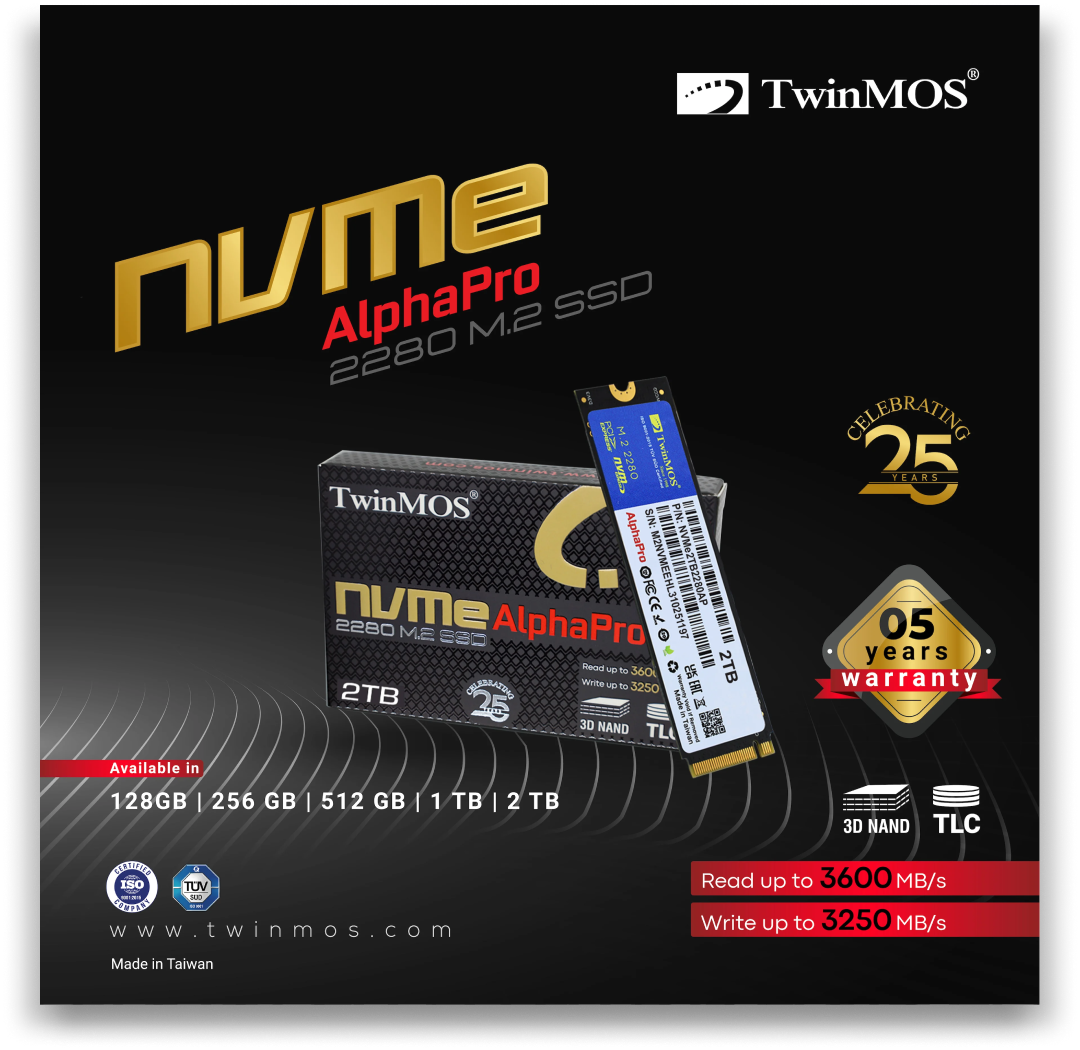 TwinMOS 2TB NVMe Gen3 Okuma 3600MB